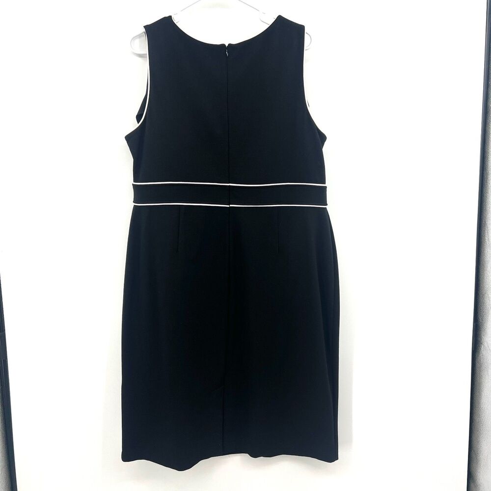 Talbots Woman Black Sleeveless Sheath Dress White Piping Ponte XL 1X